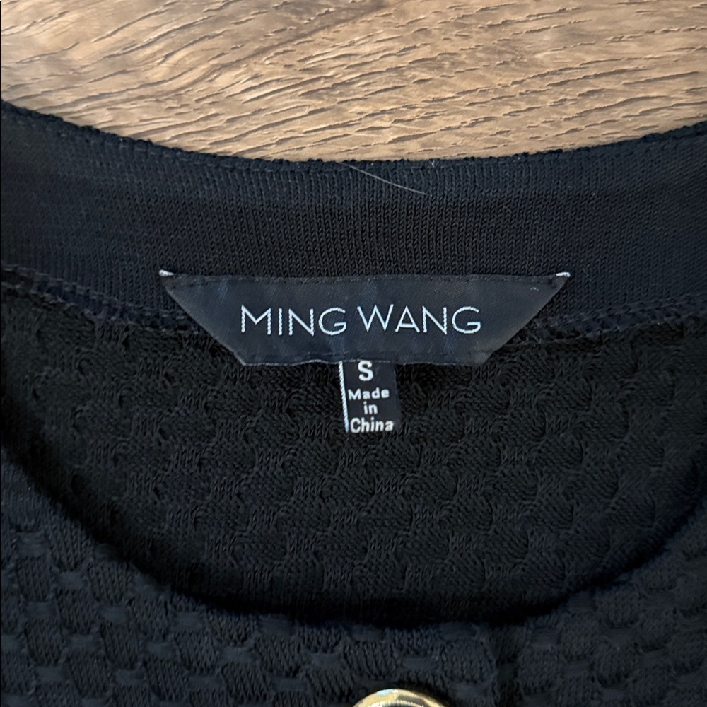 Ming Wang Textured Black Knit Cardigan Jacket Size Small - Picture 2 of 6